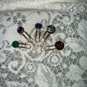 Button-Top Paperclip Set - Multicolor Decorative Clips